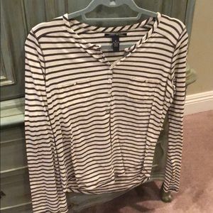 Lucky Brand Green and White striped top